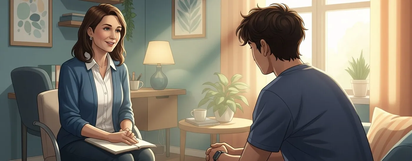 Two people in a therapy session