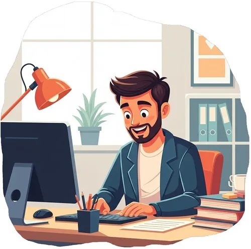 A smiling person in a professional work environment.